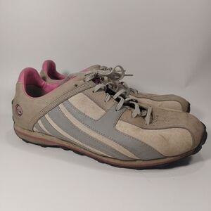 Timberland Grey Suede Sneakers Pink Lining Size 10M Womens Retro Casual Shoes